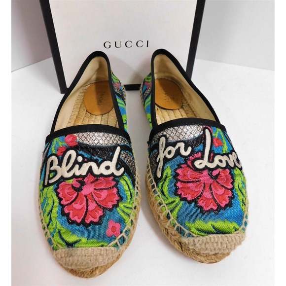 Gucci Shoes - Gucci Rose Baby Blind for Love Tapestry Espadrille Flats sz 36 w/ Box